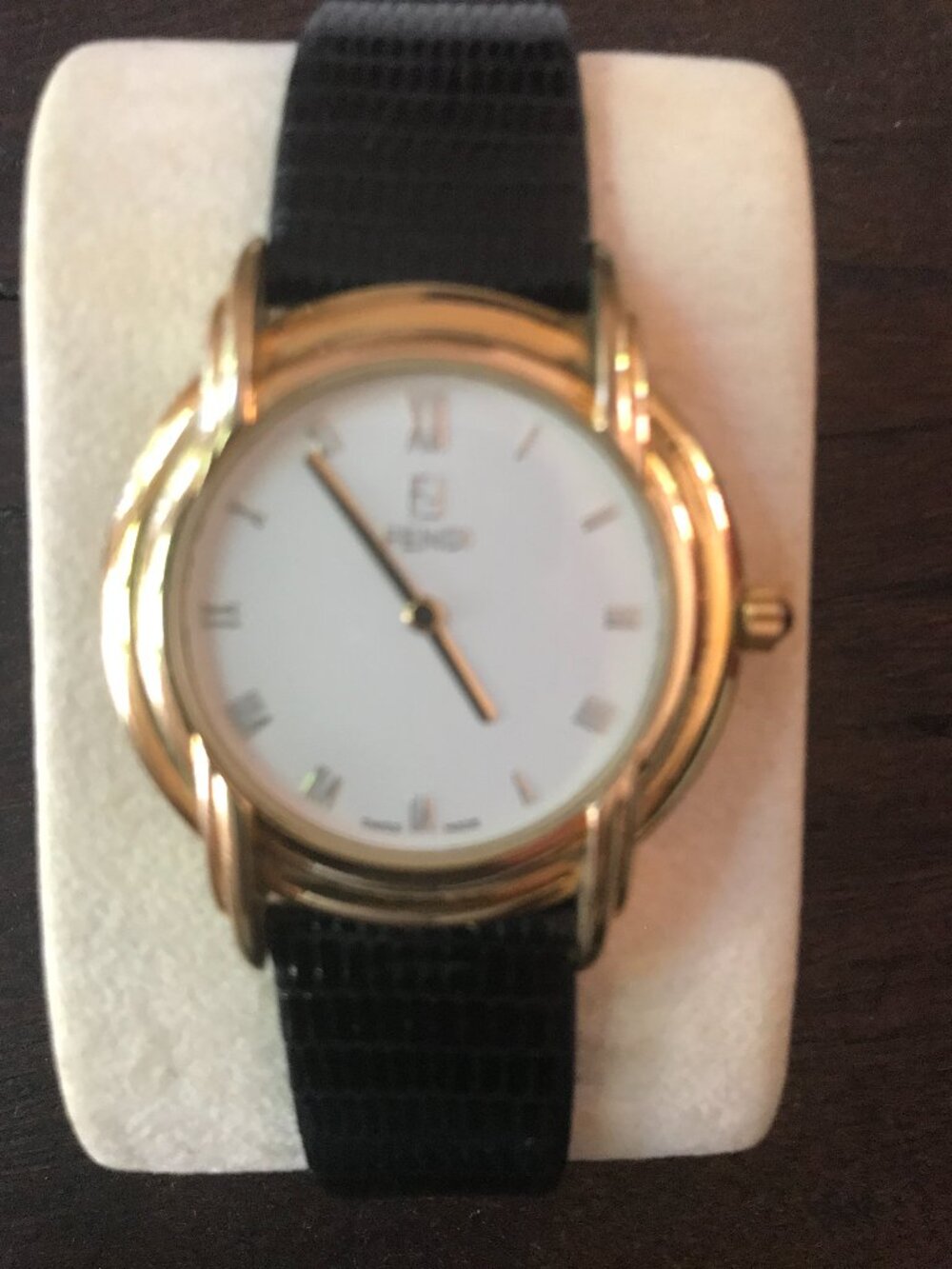 Vintage Fendi 300G Swiss Quartz Watch Original Black Lizard Strap